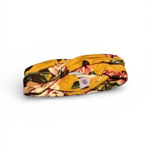Hello Headband Floral Mustard Headband